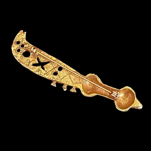 Vintage Alva Museum Replica Sword Scimitar Gold Tone Brooch Pin - Picture 2 of 3